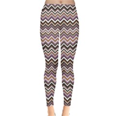 Gray Wave Chevron Pattern Stylish Design Leggings by CoolDesigns