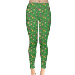 Green Cartoon Circus Clown Pattern Leggings by CoolDesigns