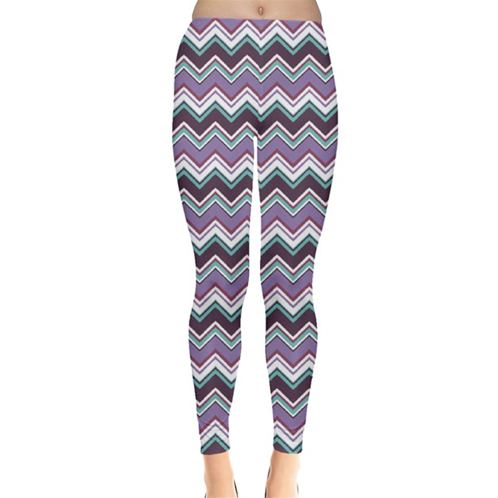 Purple Wave Chevron Pattern Women s Leggings