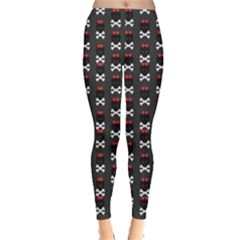 Black Skull With A Bow Pattern Women s Leggings by CoolDesigns