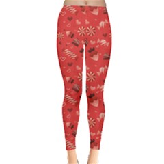 Red Valentine Pattern Design Women s Leggings by CoolDesigns