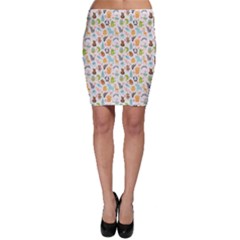 Green Animal With Cute Bird Alligator Dog Hen Jellyfish Bodycon Skirt by CoolDesigns