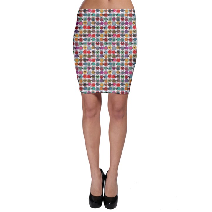 Colorful Colorful Sheep and Yarn Balls Pattern Sheep Bodycon Skirt