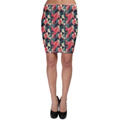 Red Retro Triangle Pattern With Blob Effect Bodycon Skirt by CoolDesigns