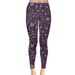 Purple Floral Purple Flower Pattern Leggings by CoolDesigns