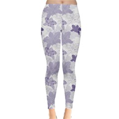 Purple Floral Pattern Orchids Leggings by CoolDesigns