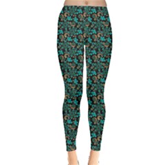 Dark Abstract Flower Pattern Leggings by CoolDesigns