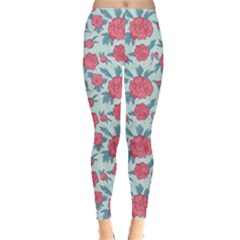 Pink Colorful Pattern Peonies Leggings by CoolDesigns