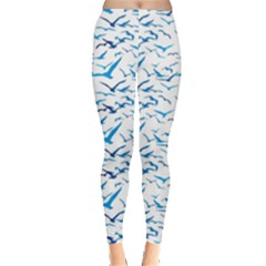 Blue Pattern Birds Silhouettes Leggings by CoolDesigns