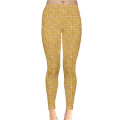 Yellow Square Cookies Crackers Pattern Snack Food Leggings by CoolDesigns