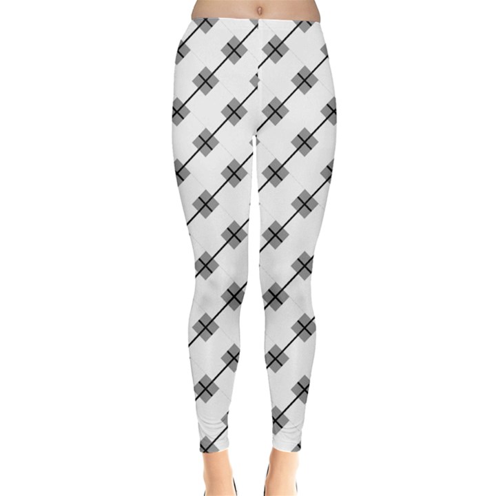 Gray Tartan Pattern Leggings