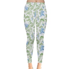 Green Flowers Orchids Floral Vintage Style Leggings by CoolDesigns