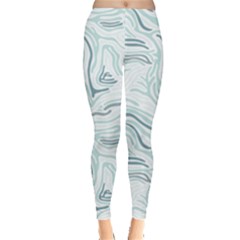 Turquoise Pattern Pastel Wavy Stripes Abstract Leggings by CoolDesigns