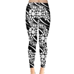 Black Black And White Geometric Pattern Leggings by CoolDesigns