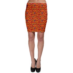 Orange Graphic Artistic Stylized Decorative Pattern Bodycon Skirt by CoolDesigns