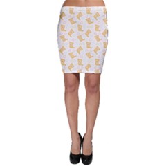 Orange Pattern Funny Cartoon Kittens Bodycon Skirt by CoolDesigns