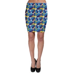 Blue Tropical Jungle Floral Graphic Pattern Wi Bodycon Skirt by CoolDesigns