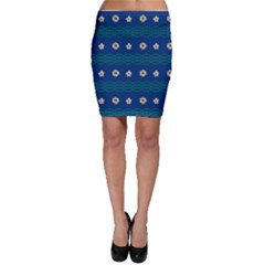 Blue Pattern Flower Doodle Style Bodycon Skirt by CoolDesigns