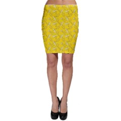 Yellow Pattern Banana And Splashes Bodycon Skirt by CoolDesigns