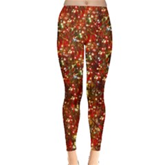 Xmas Red Elegant Christmas Lights Double Sided Leggings  by CoolDesigns