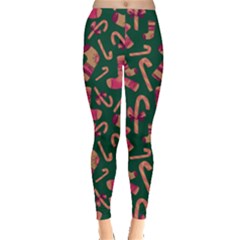 Green Xmas Stocking Candycane Leggings by CoolDesigns