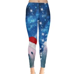 Cute Bear Blue Starry Night Stars Long Leggings by CoolDesigns