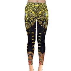 Black Vintage Gold Dashiki African Print Leggings  by CoolDesigns