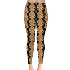 Vintage Leopard Print Black Stretch Leggings by CoolDesigns