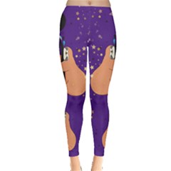 Funny Lazy Sloth Gray Stars Stretch Leggings by CoolDesigns