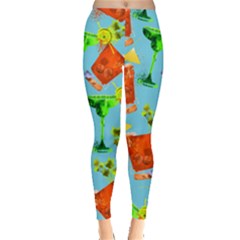 Glass Turquoise Tropical Cocktail Alcohol Leggings by CoolDesigns