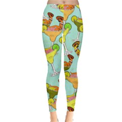 Aquamarine Cocktail Alcohol Celebration Party Leggings by CoolDesigns