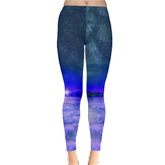 Sky Dark Cyan Sunset Blue Leggings  by CoolDesigns