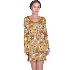 Bee Honeycombs Goldenrod Honey Insect Long Sleeve Nightdress by CoolDesigns