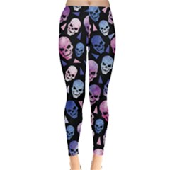 Blue & Plum Horror Skulls Print Leggings  by CoolDesigns