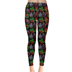 Neon Light Pattern Dark Christmas Leggings by CoolDesigns