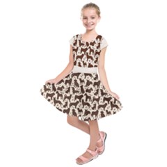 Black Dog Pattern Stok Animals Kids  Short Sleeve Dress by CoolDesigns