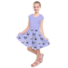 Violet Cat Head Pet Kids  Short Sleeve Dress by CoolDesigns