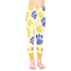 Yellow & Blue Footprint Pet Kids  Legging by CoolDesigns