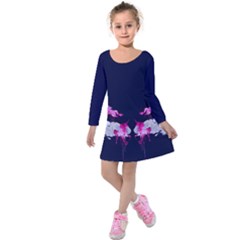 Black Pink Flying Unicorn Cap Kids  Long Sleeve Velvet Dress by CoolDesigns