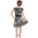  Black & Light Gray Florals & Skulls Kids  Short Sleeve Dress View2