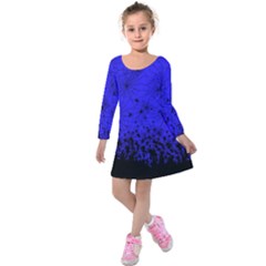 Blue Night Spider Black Halloween Bats Kids  Long Sleeve Velvet Dress