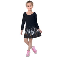 Halloween Story Black Halloween Bats Kids  Long Sleeve Velvet Dress