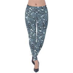 Blue Cherry Blossom Tree Flower Velvet Leggings