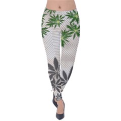 Gray Dots Cannabis Marijuana Velvet Leggings