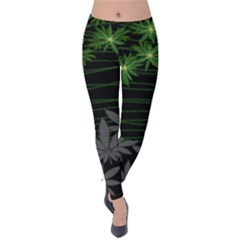 Gary Dark Black Cannabis Marijuana Velvet Leggings by CoolDesigns