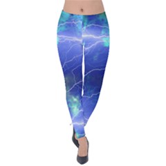 Dodger Blue Thunder Velvet Leggings by CoolDesigns