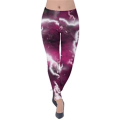 Dark Pink Thunder Velvet Leggings