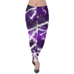 Dark Violet Thunder Velvet Leggings