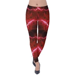 Dark Red Thunder Velvet Leggings