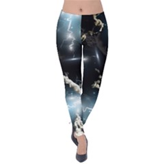 Black & White Thunder Velvet Leggings